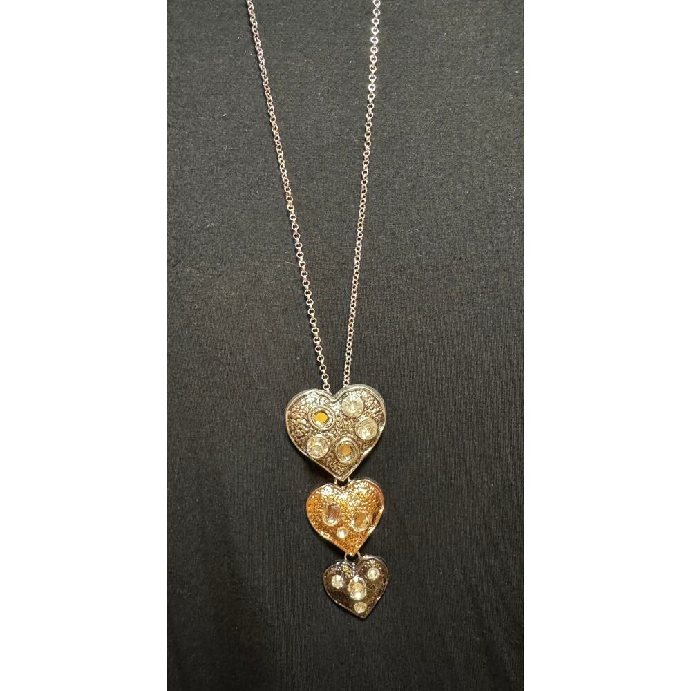 Y53 Multitone hearts on long necklace
